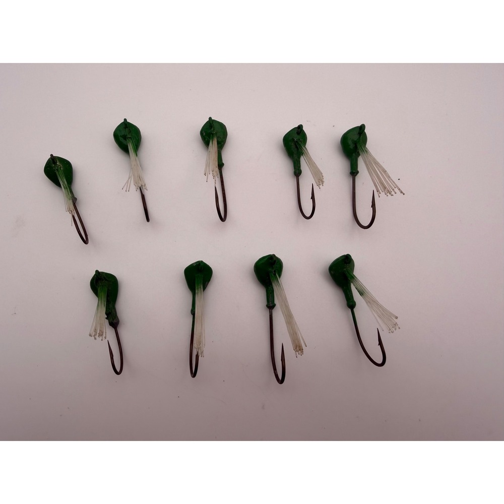 Handmade Green Weedless Jig Heads 0.45oz Fishing Lures Set‎ of 9 B130